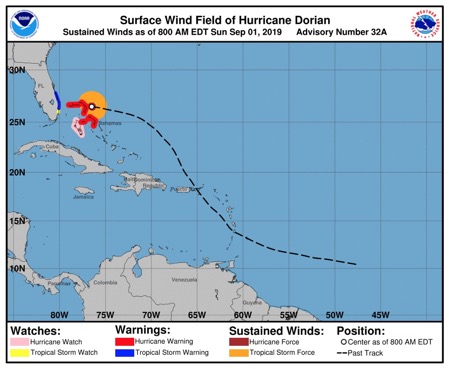 Dorian wind fields 0800 1Sep19